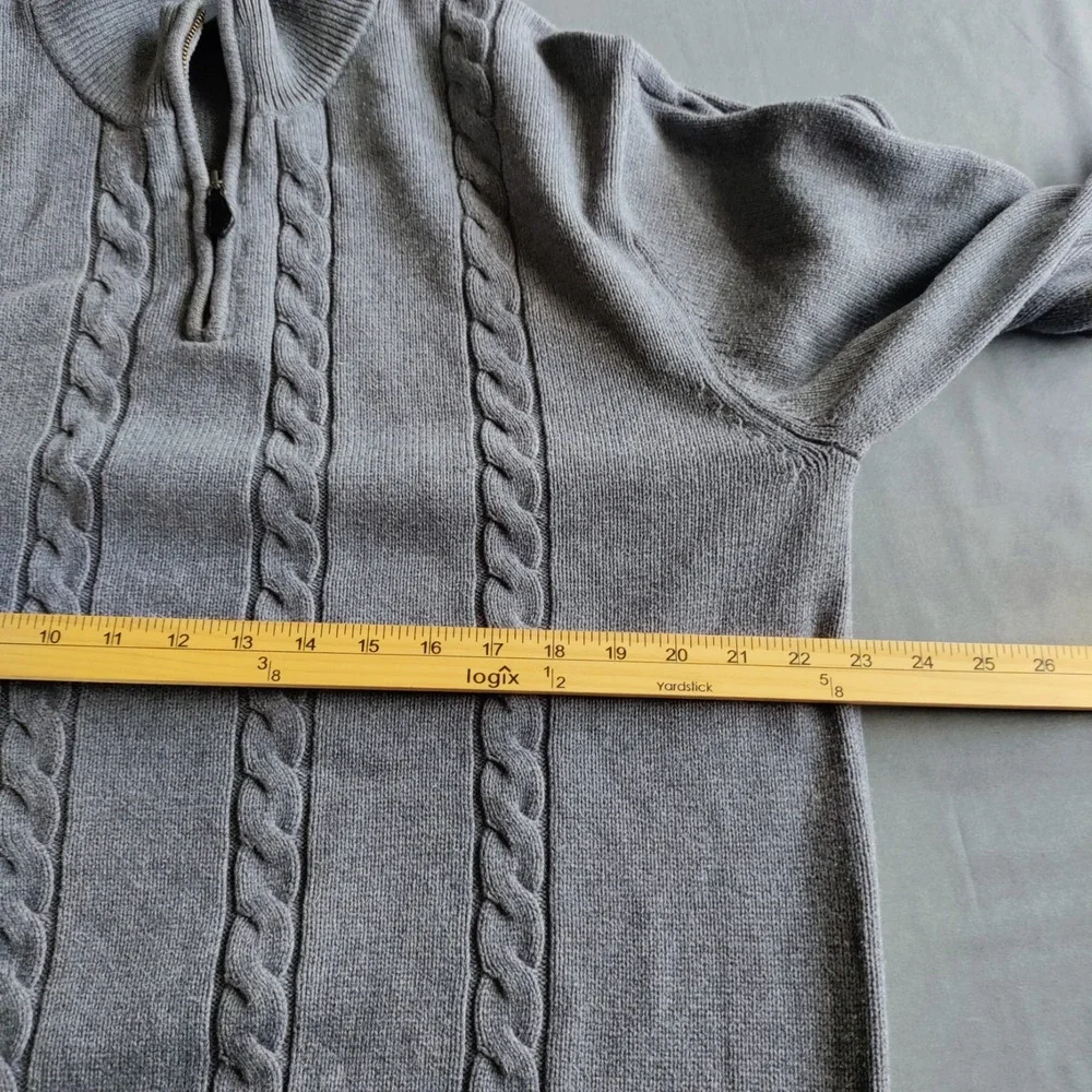 Marconi Gray Men‎ XL 1/4 Zip Cable Knit Sweater Pullover Fishing Outdoor Hunting